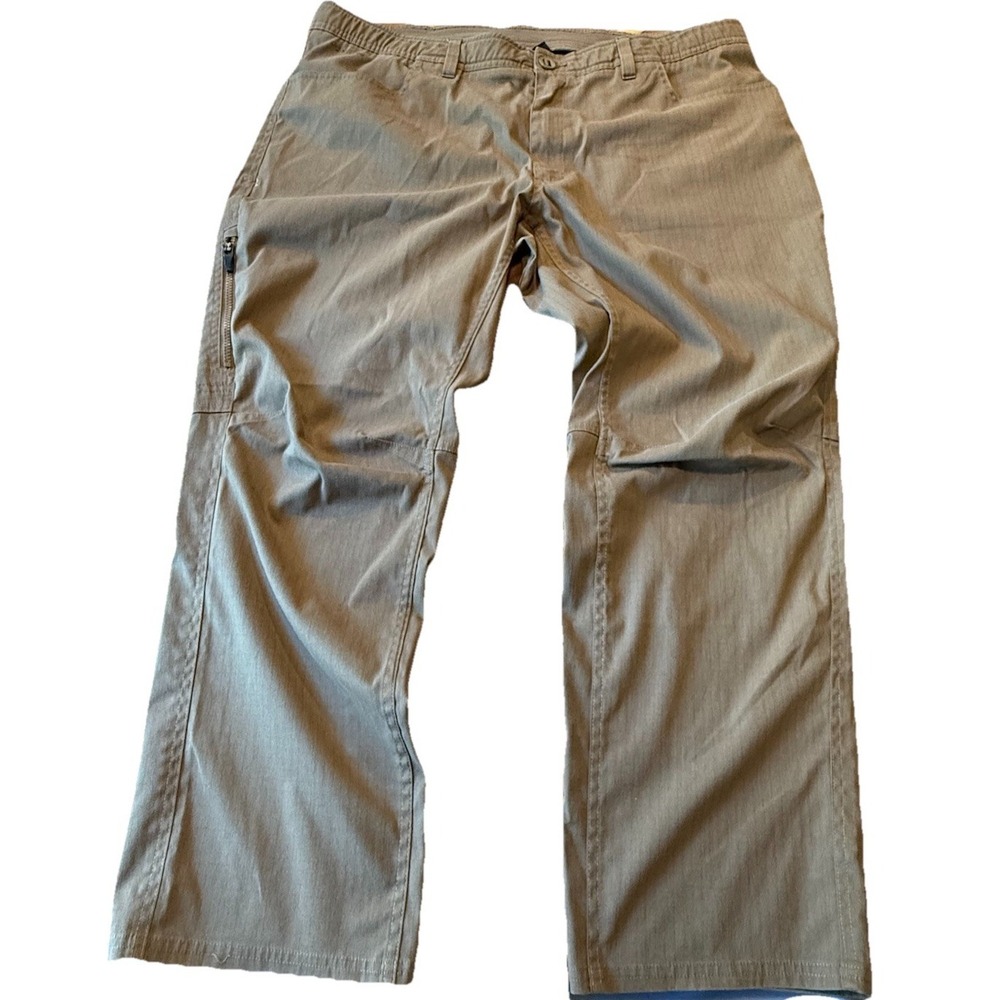 Under Armour Mens Ripstop Pants 42x30 Khaki Enduro Outdoor Side Zip Cargo Pocket